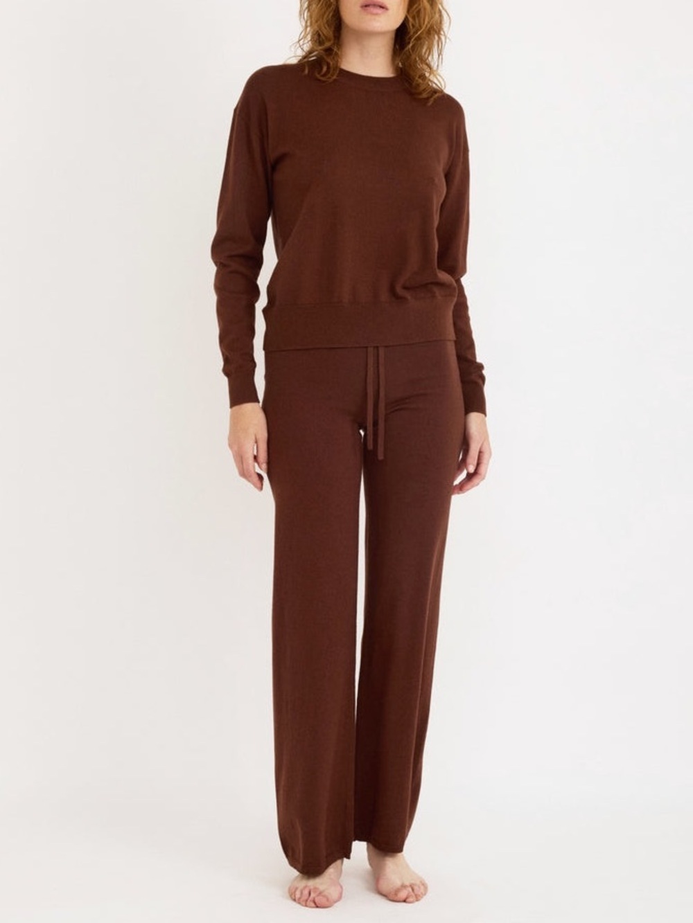 Organic Basics 2 Piece Loungewear Set Organic Cotton Brown Knit Set Size XXS/XS